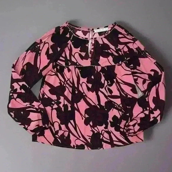 Abercrombie Fitch Long Sleeved Blouse Mauve Black Baby Doll Women Size XS Sweet! - Picture 7 of 8